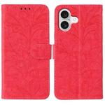 For iPhone 17 Lace Flower Embossing Flip Leather Phone Case(Red)