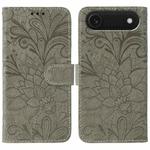 For iPhone 17 Air Lace Flower Embossing Flip Leather Phone Case(Grey)