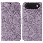 For iPhone 17 Air Lace Flower Embossing Flip Leather Phone Case(Purple)