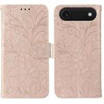 For iPhone 17 Air Lace Flower Embossing Flip Leather Phone Case(Rose Gold)