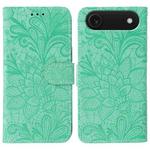 For iPhone 17 Air Lace Flower Embossing Flip Leather Phone Case(Green)