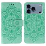For iPhone 17 Pro Max Sun Mandala Embossing Leather Phone Case(Green)