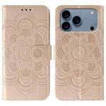 For iPhone 17 Pro Sun Mandala Embossing Leather Phone Case(Rose Gold)