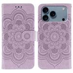 For iPhone 17 Pro Sun Mandala Embossing Leather Phone Case(Purple)