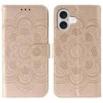 For iPhone 17 Sun Mandala Embossing Leather Phone Case(Rose Gold)