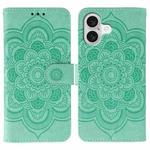 For iPhone 17 Sun Mandala Embossing Leather Phone Case(Green)