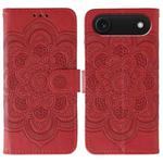 For iPhone 17 Air Sun Mandala Embossing Leather Phone Case(Red)