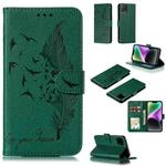 For iPhone 15 Plus Feather Pattern Litchi Texture Leather Phone Case(Green)