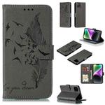 For iPhone 15 Plus Feather Pattern Litchi Texture Leather Phone Case(Gray)