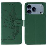 For iPhone 17 Pro Max Feather Pattern Litchi Texture Leather Phone Case(Green)