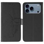 For iPhone 17 Pro Max Feather Pattern Litchi Texture Leather Phone Case(Black)
