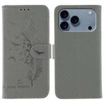 For iPhone 17 Pro Max Feather Pattern Litchi Texture Leather Phone Case(Gray)
