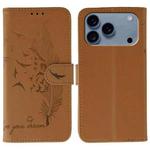 For iPhone 17 Pro Max Feather Pattern Litchi Texture Leather Phone Case(Brown)