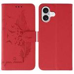 For iPhone 17 Feather Pattern Litchi Texture Leather Phone Case(Red)