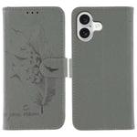For iPhone 17 Feather Pattern Litchi Texture Leather Phone Case(Gray)