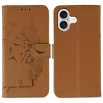 For iPhone 17 Feather Pattern Litchi Texture Leather Phone Case(Brown)