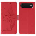 For iPhone 17 Air Feather Pattern Litchi Texture Leather Phone Case(Red)