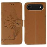 For iPhone 17 Air Feather Pattern Litchi Texture Leather Phone Case(Brown)