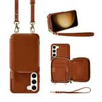 For Samsung Galaxy S23 5G Multifunctional Zipper Wallet RFID Phone Leather Case(Brown)