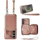 For Samsung Galaxy S24+ 5G Multifunctional Zipper Wallet RFID Phone Leather Case(Rose Gold)