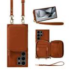 For Samsung Galaxy S24 Ultra 5G Multifunctional Zipper Wallet RFID Phone Leather Case(Brown)