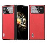 For Xiaomi Mix Fold 3 ABEEL Wood Texture PU Phone Case(Red)