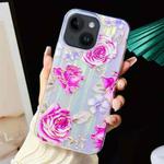 For iPhone 14 Plus Electroplated Color Film TPU + PC Phone Case(Red Rose)