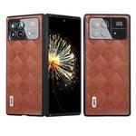 For Xiaomi Mix Fold 3 ABEEL Weave Plaid PU Phone Case(Brown)