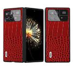 For Xiaomi Mix Fold 3 ABEEL Genuine Leather Crocodile Pattern Black Edge Phone Case(Red)
