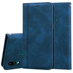 For Samsung Galaxy A10s Frosted Business Magnetic Horizontal Flip PU Leather Case with Holder & Card Slot & Lanyard(Blue)