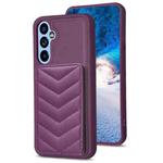 For Samsung Galaxy A34 BF26 Wave Pattern Card Bag Holder Phone Case(Dark Purple)