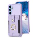 For Samsung Galaxy A34 BF27 Metal Ring Card Bag Holder Phone Case(Purple)