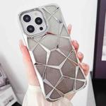 For iPhone 14 Plus Gradient Glitter Water Cube Electroplating TPU Phone Case(Silver)
