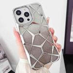 For iPhone 14 Gradient Glitter Water Cube Electroplating TPU Phone Case(Silver)