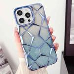 For iPhone 14 Pro Gradient Glitter Water Cube Electroplating TPU Phone Case(Blue)