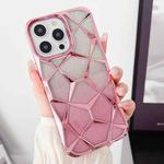 For iPhone 14 Pro Max Gradient Glitter Water Cube Electroplating TPU Phone Case(Pink)