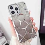 For iPhone 12 Pro Gradient Glitter Water Cube Electroplating TPU Phone Case(Silver)