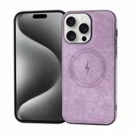 For iPhone 15 Pro Side PU Hybrid TPU Magsafe Phone Case(Light Purple)