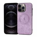For iPhone 12 Pro Max Side PU Hybrid TPU Magsafe Phone Case(Light Purple)