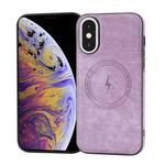 For iPhone XS Max Side PU Hybrid TPU Magsafe Phone Case(Light Purple)