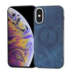 For iPhone XS Max Side PU Hybrid TPU Magsafe Phone Case(Blue)