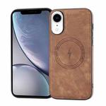 For iPhone XR Side PU Hybrid TPU Magsafe Phone Case(Brown)