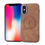 For iPhone XS /X Side PU Hybrid TPU Magsafe Phone Case(Brown)