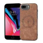 For iPhone 8 Plus / 7 Plus Side PU Hybrid TPU Magsafe Phone Case(Brown)