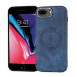 For iPhone 8 Plus / 7 Plus Side PU Hybrid TPU Magsafe Phone Case(Blue)