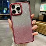 For iPhone 15 Pro Gradient Glitter Electroplating Acrylic Phone Case(Wine Red)