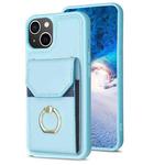 For iPhone 14 Plus BF29 Organ Card Bag Ring Holder Phone Case(Blue)