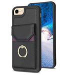 For iPhone SE 2022 / 2020 / 8 / 7 BF29 Organ Card Bag Ring Holder Phone Case(Black)
