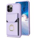 For iPhone 12 / 12 Pro BF29 Organ Card Bag Ring Holder Phone Case(Purple)