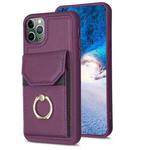 For iPhone 11 Pro Max BF29 Organ Card Bag Ring Holder Phone Case(Dark Purple)